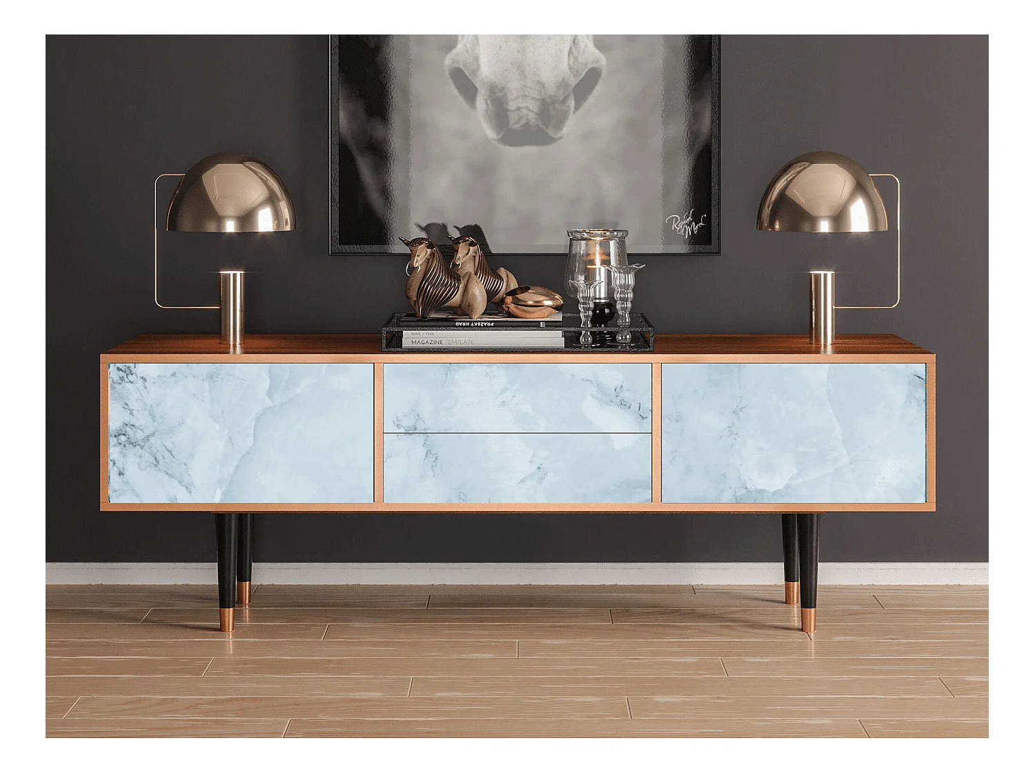 Mobile TV - 170х59х48 cm - T4 - Glacial Colour, Noce