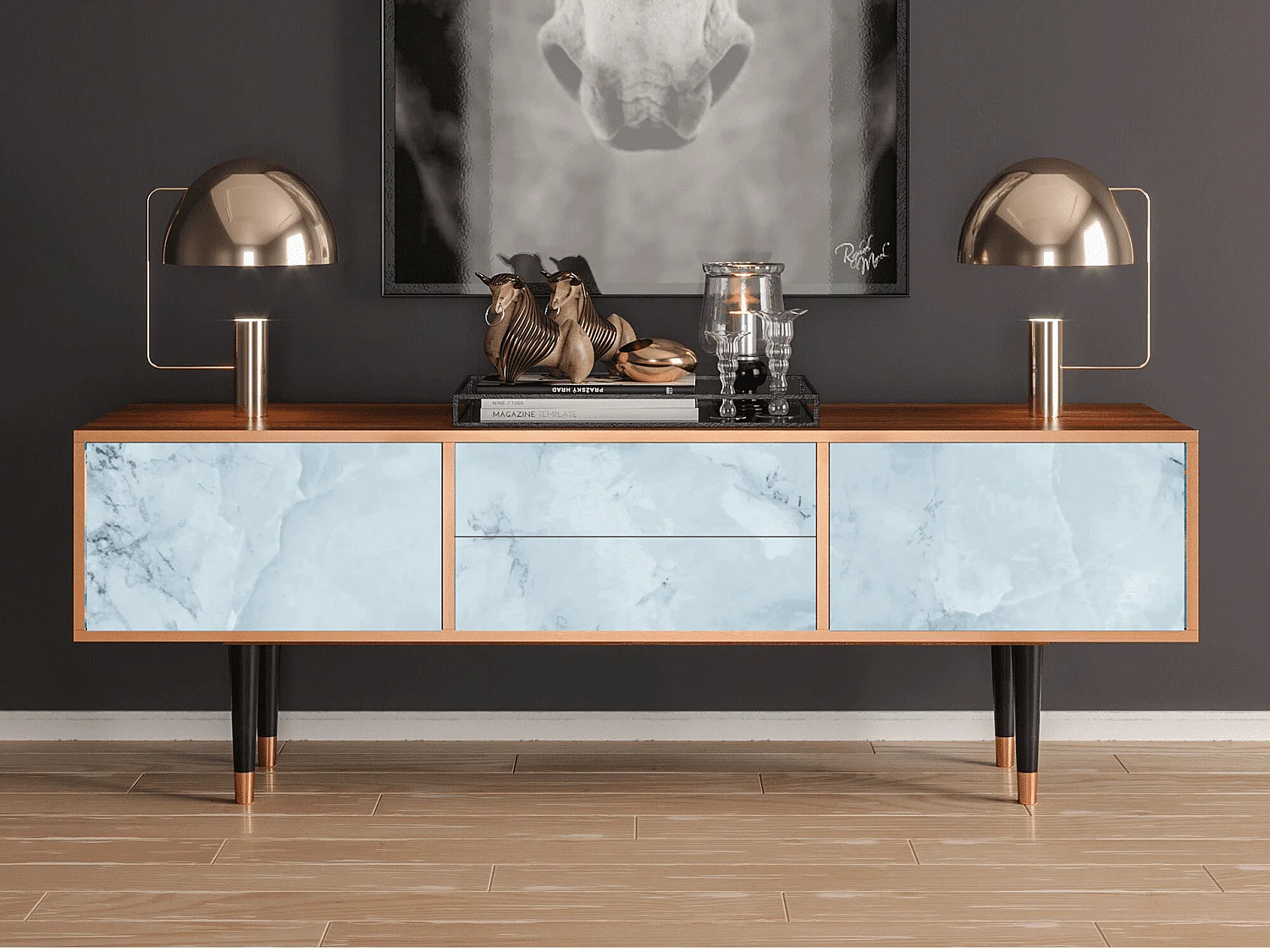 TV-meubel - 170х59х48 cm - T4 - Glacial Colour, Walnoot