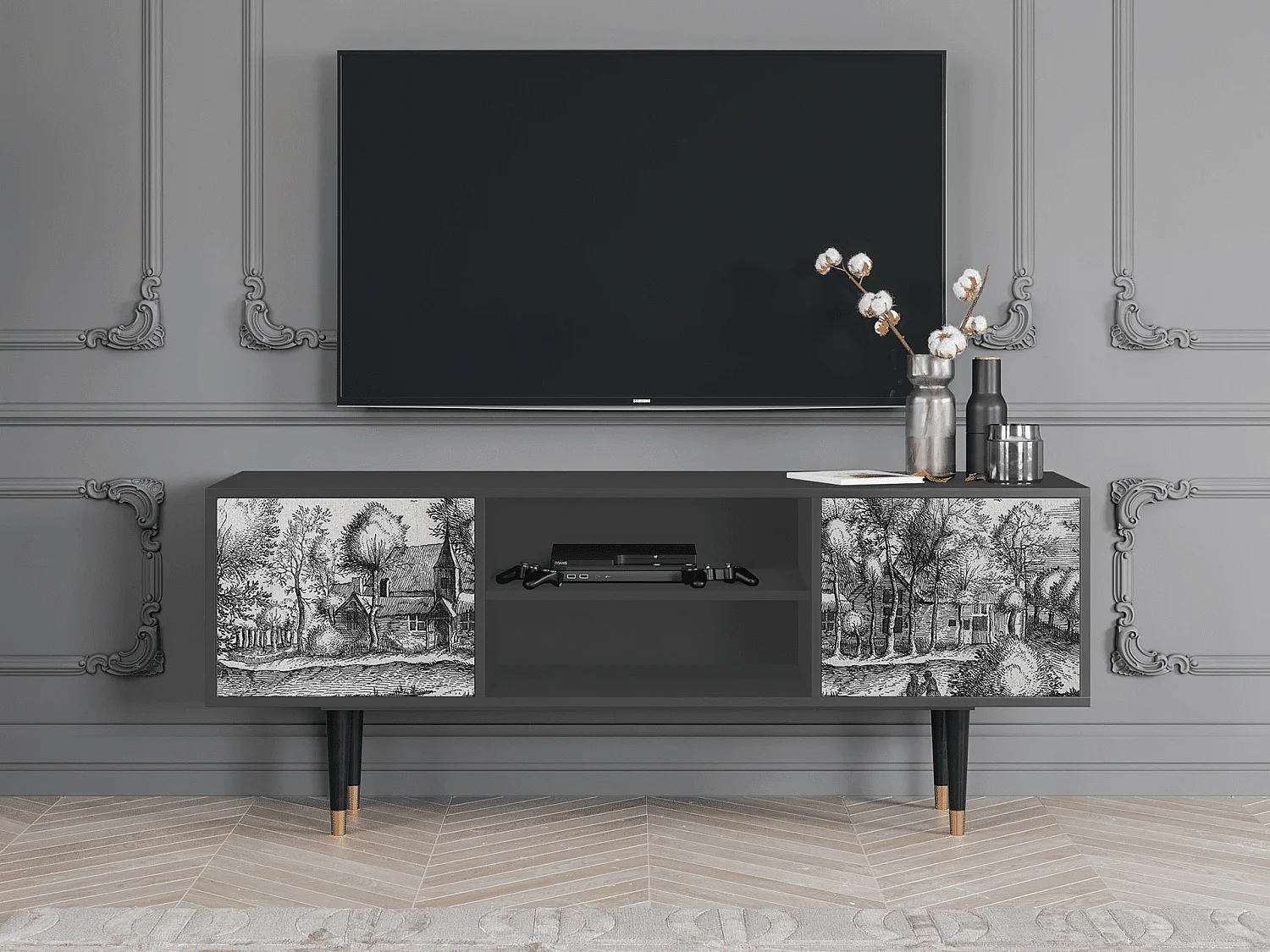 Szafka RTV - 170х69х48 cm - T2 - A Pond, Antracyt