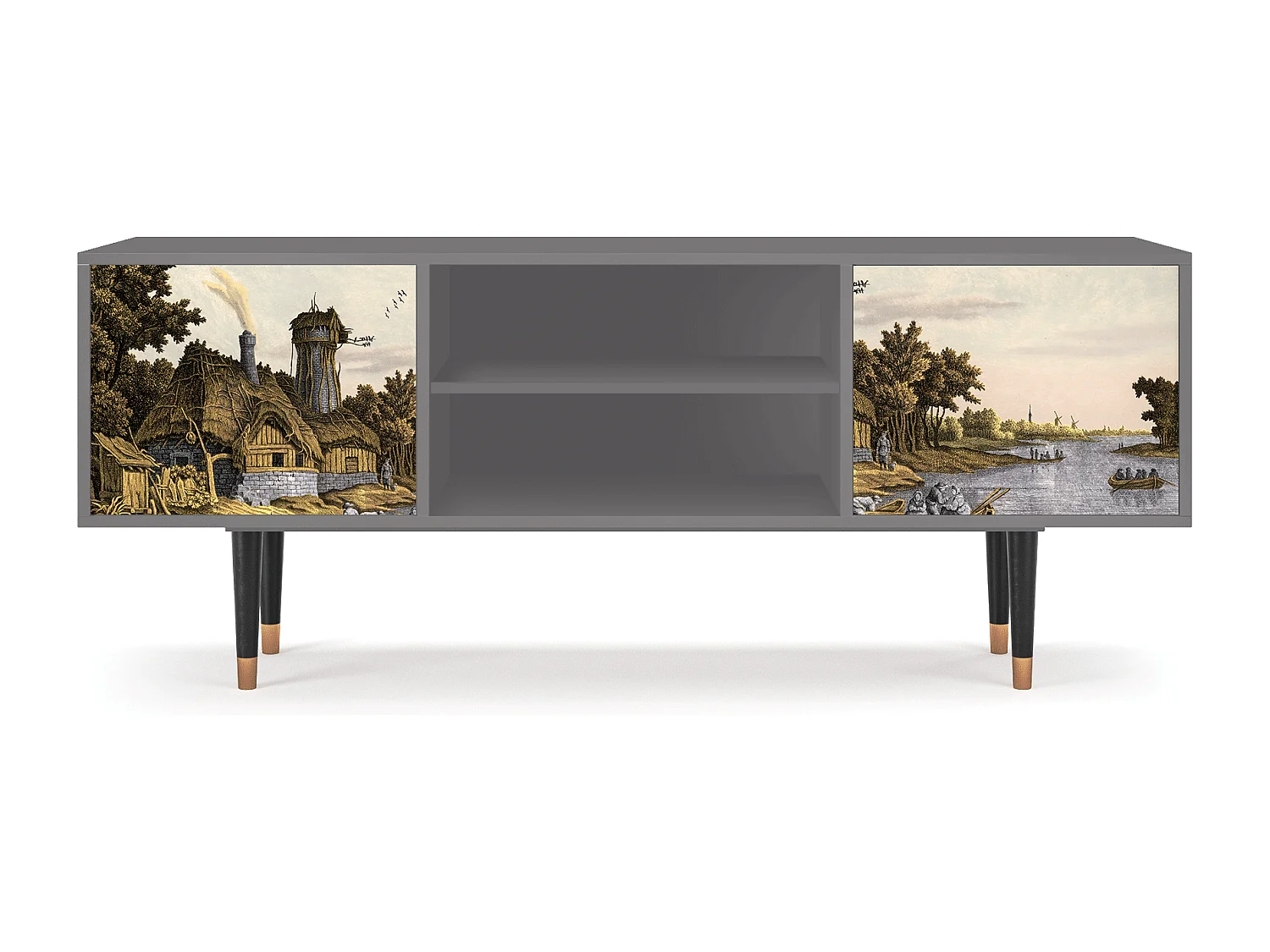 Meuble TV - 170х69х48 cm - T2 - Mill along a River, Gris