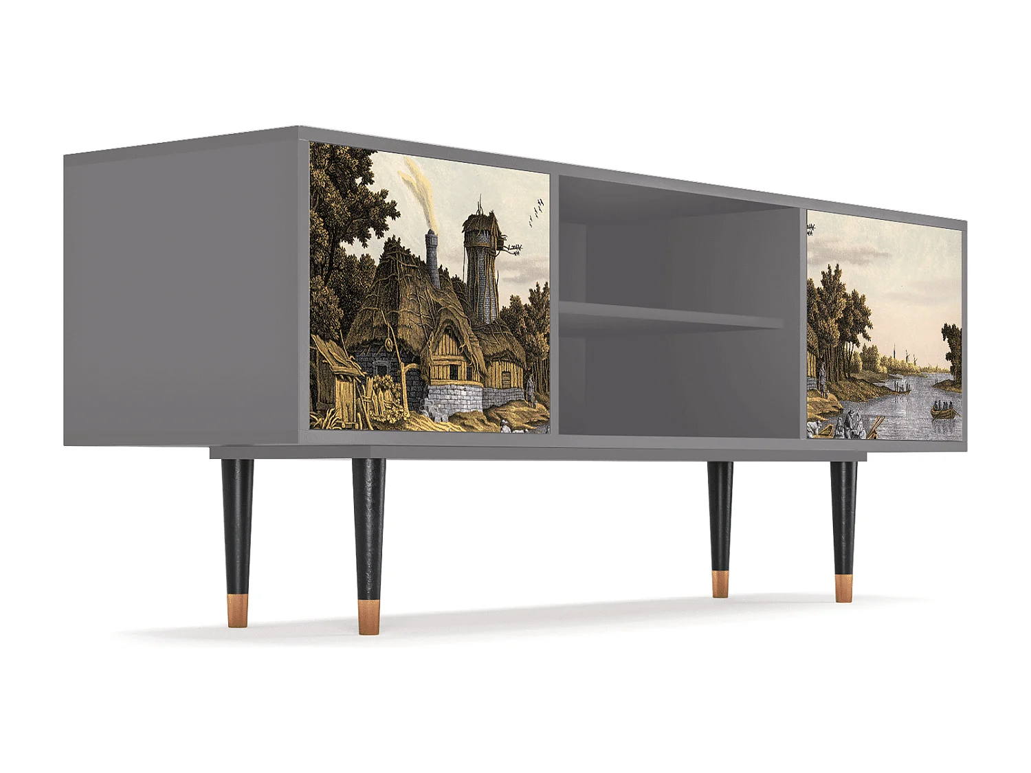 Meuble TV - 170х69х48 cm - T2 - Mill along a River, Gris