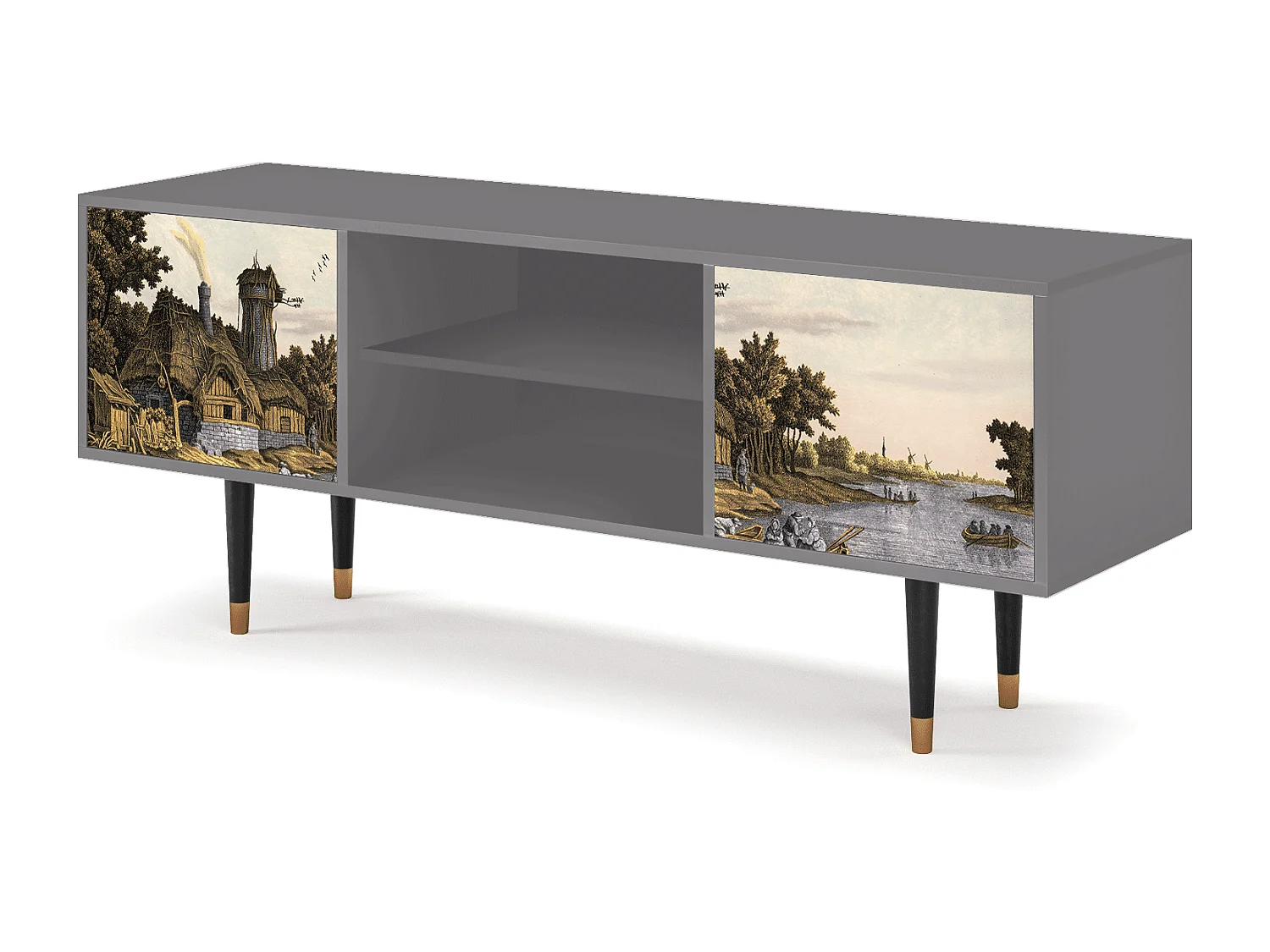 Szafka RTV - 170х69х48 cm - T2 - Mill along a River, Szary