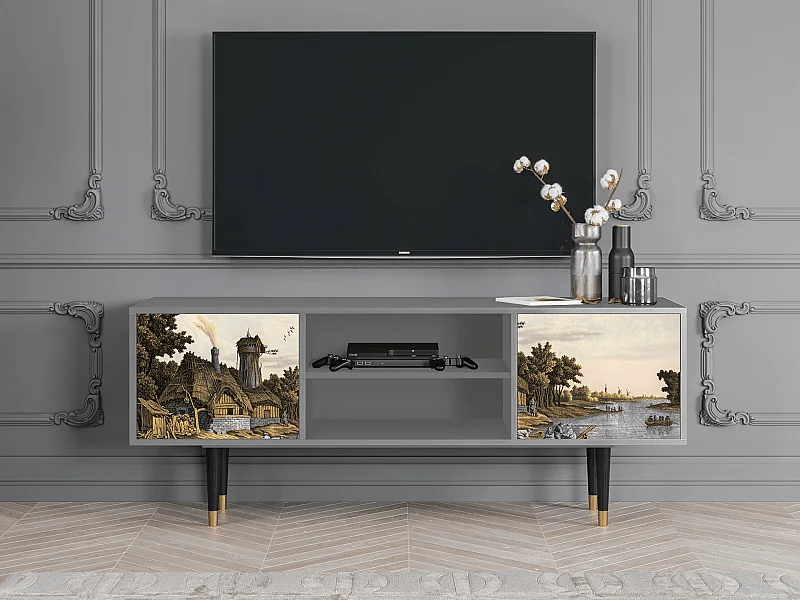 Szafka RTV - 170х69х48 cm - T2 - Mill along a River, Szary