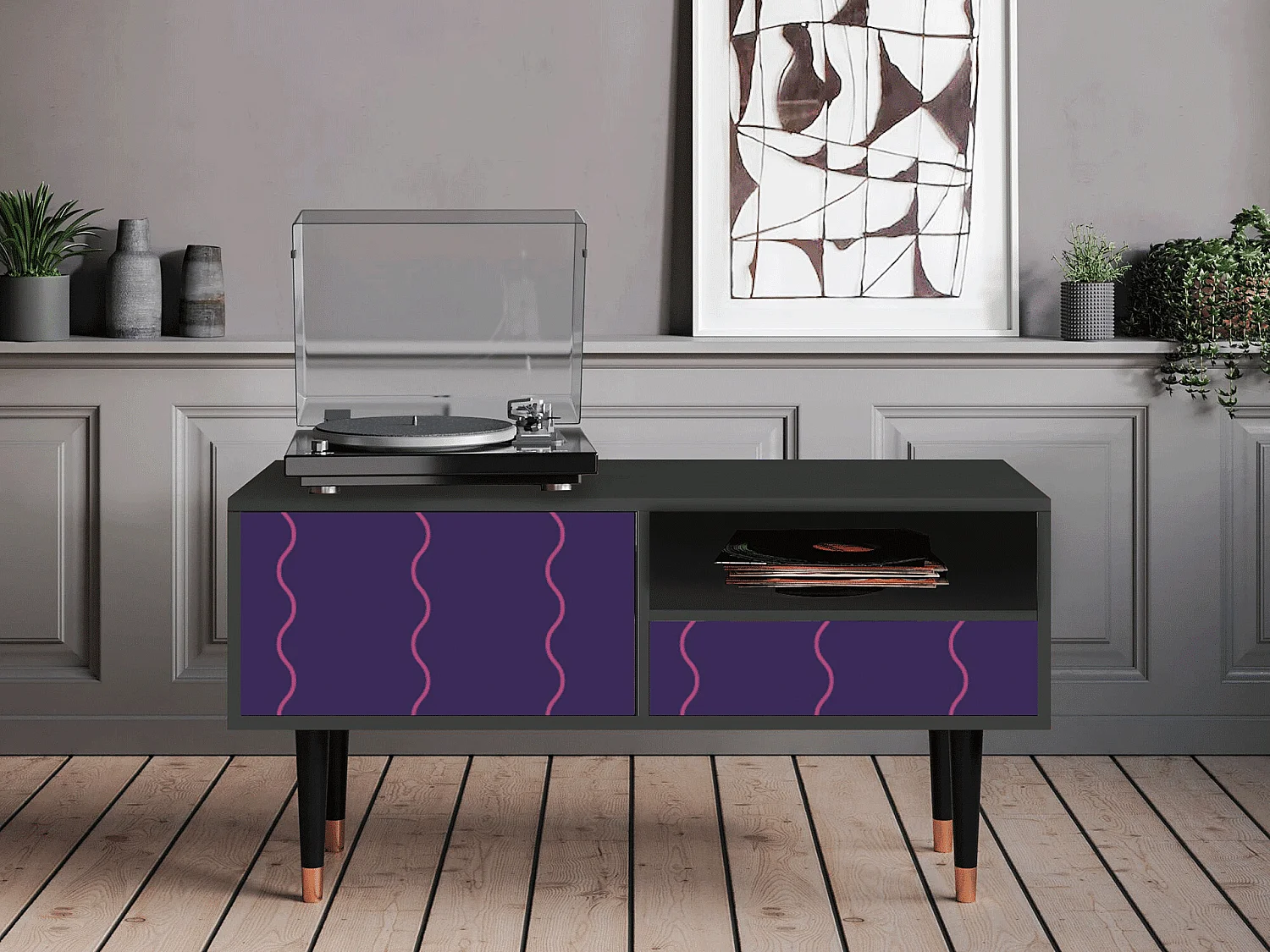 Meuble TV - 115х59х48 cm - T3 - Grape Maccaroni, Anthracite