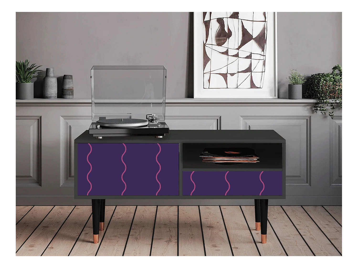 Meuble TV - 115х59х48 cm - T3 - Grape Maccaroni, Anthracite