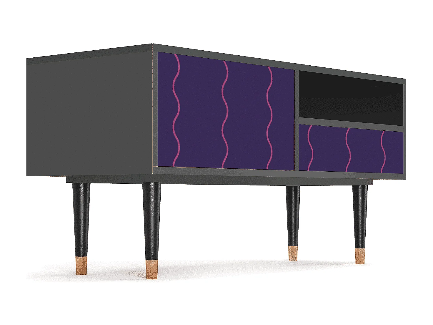 Mueble de TV - 115х59х48 cm - T3 - Grape Maccaroni, Antracita