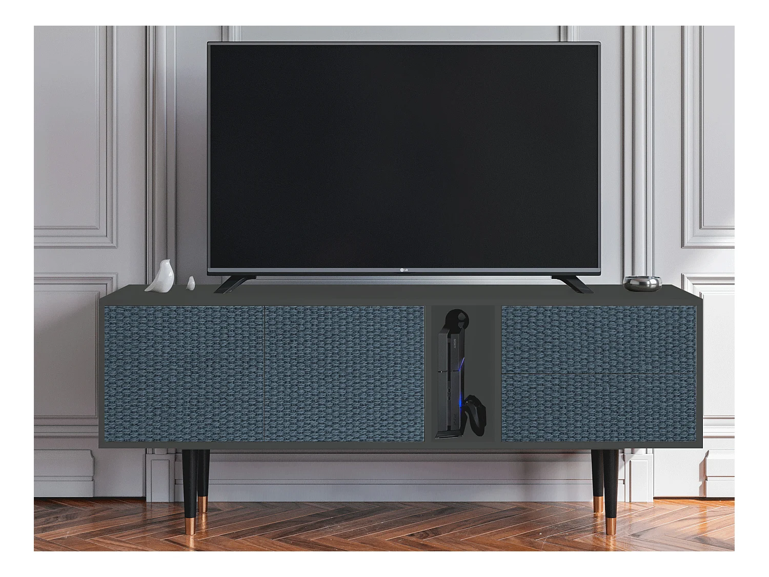 Mueble de TV - 170х69х48 cm - T1 - Knitted Pattern, Antracita