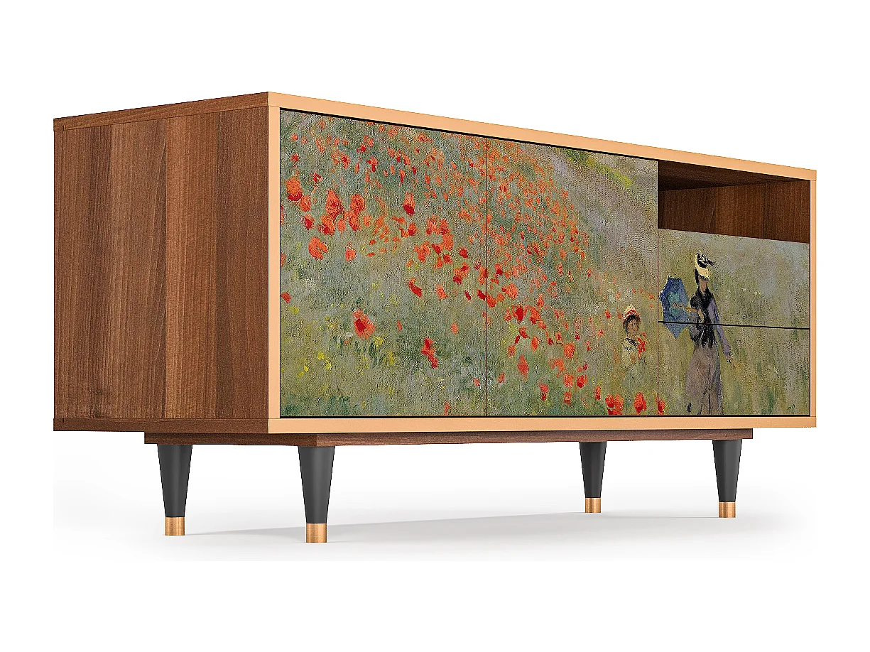 TV-meubel - 125х56х41 cm - T7 - The Poppy Field   , Walnoot