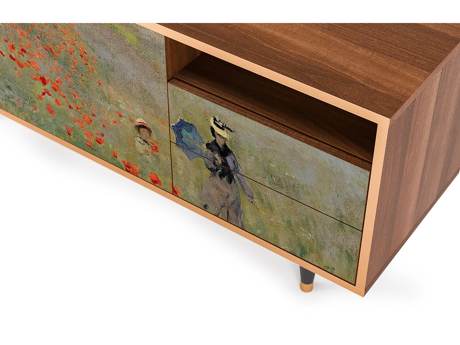 Mueble de TV - 125х56х41 cm - T7 - The Poppy Field   , Nogueira