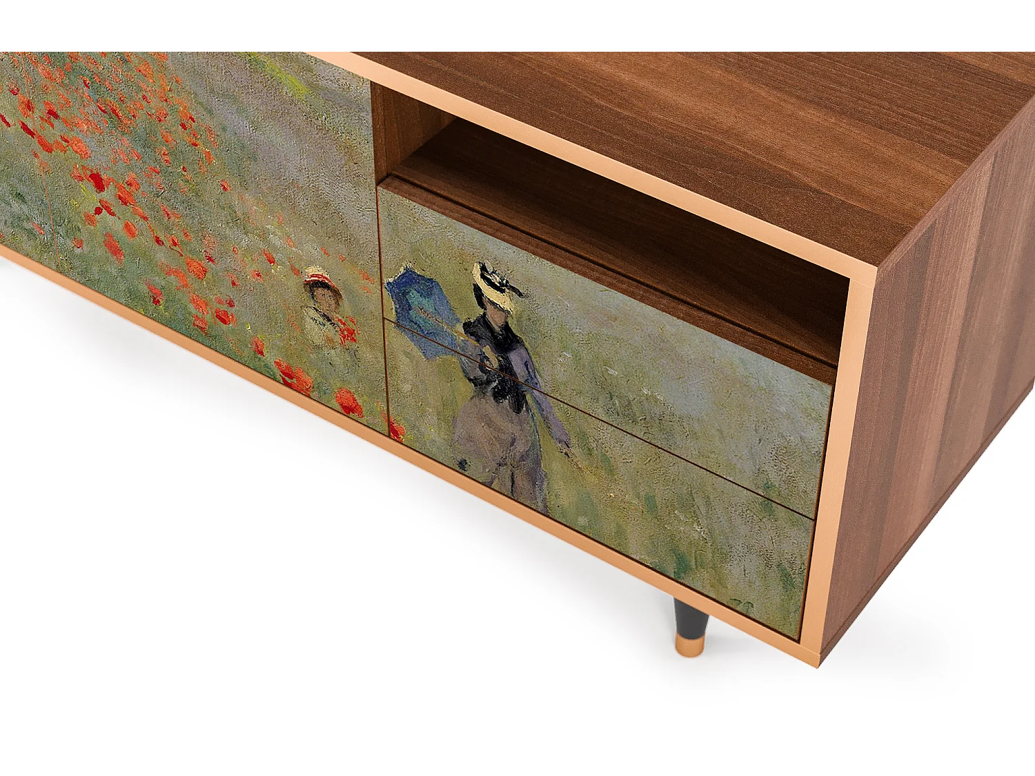 Meuble TV - 125х56х41 cm - T7 - The Poppy Field   , Noyer