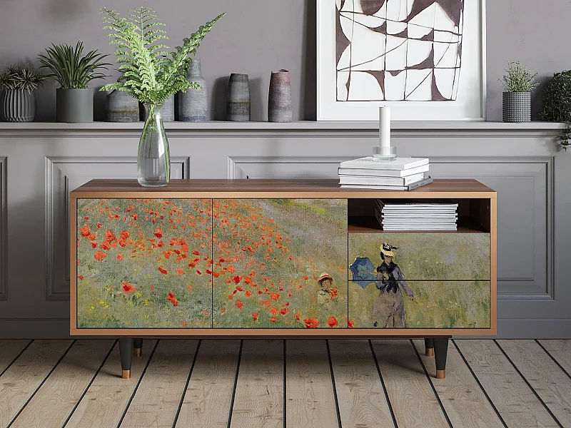 Mobile TV - 125х56х41 cm - T7 - The Poppy Field   , Noce