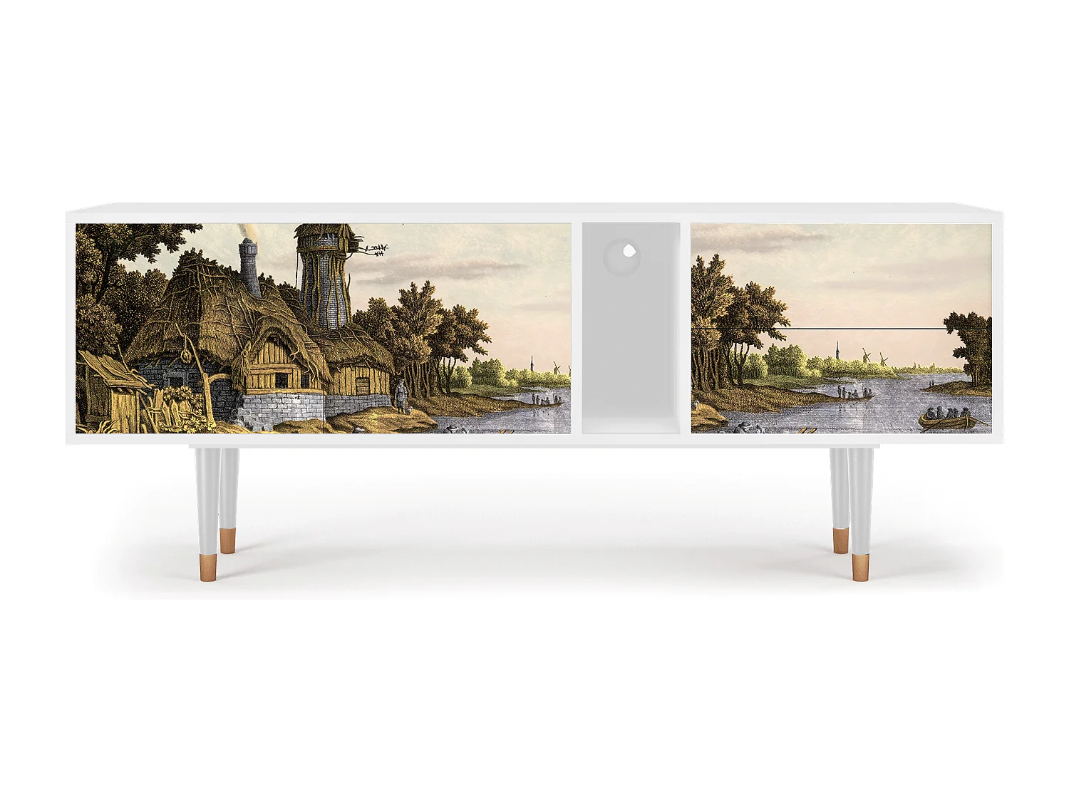 Meuble TV - 170х69х48 cm - T1 - Mill along a River, Blanc