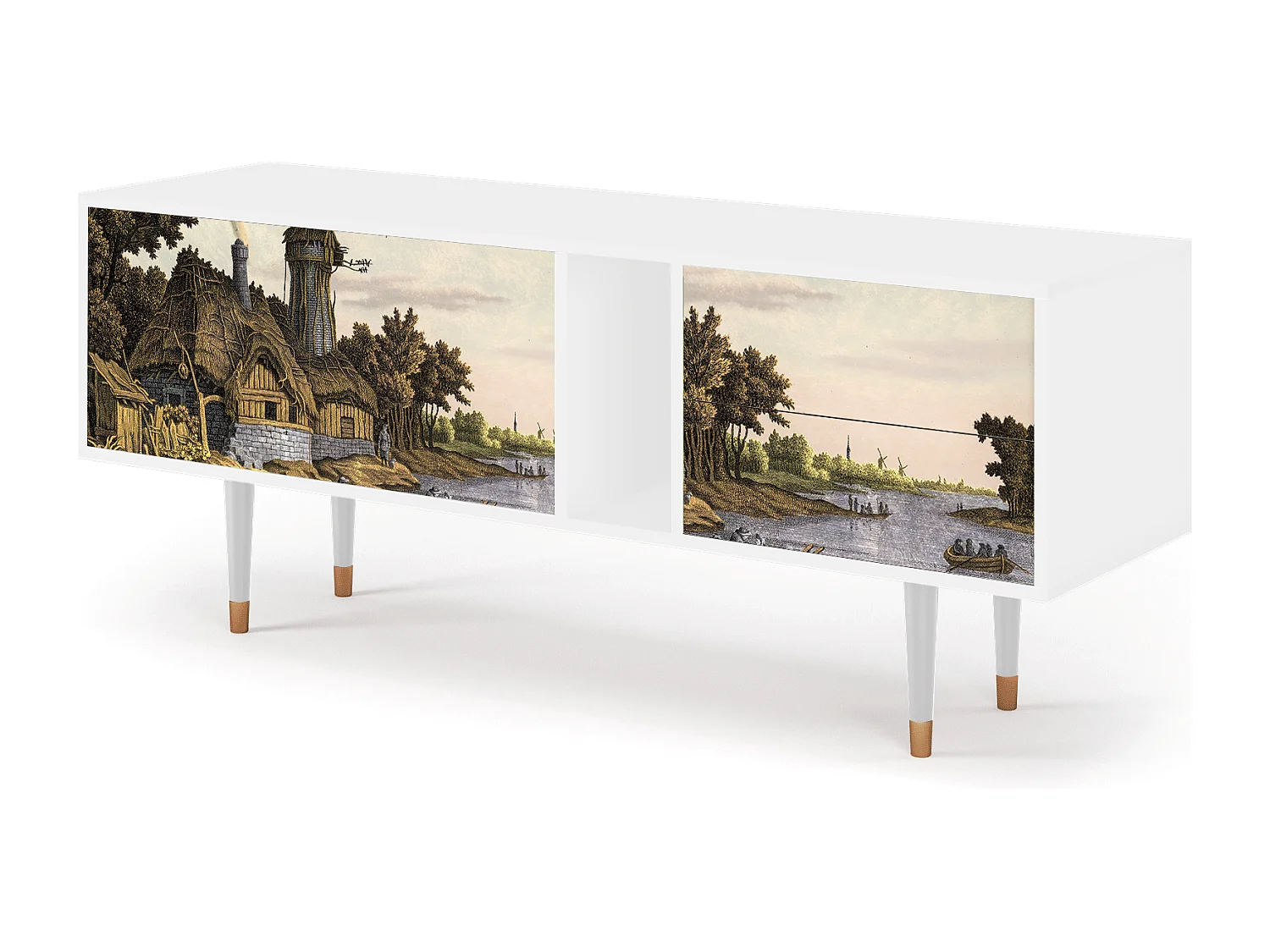 Meuble TV - 170х69х48 cm - T1 - Mill along a River, Blanc