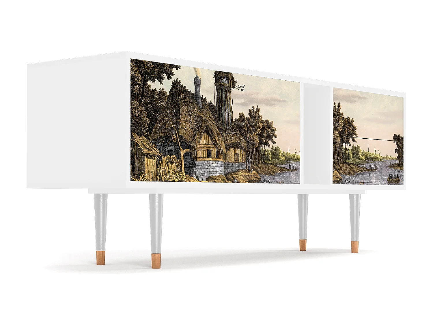 Meuble TV - 170х69х48 cm - T1 - Mill along a River, Blanc