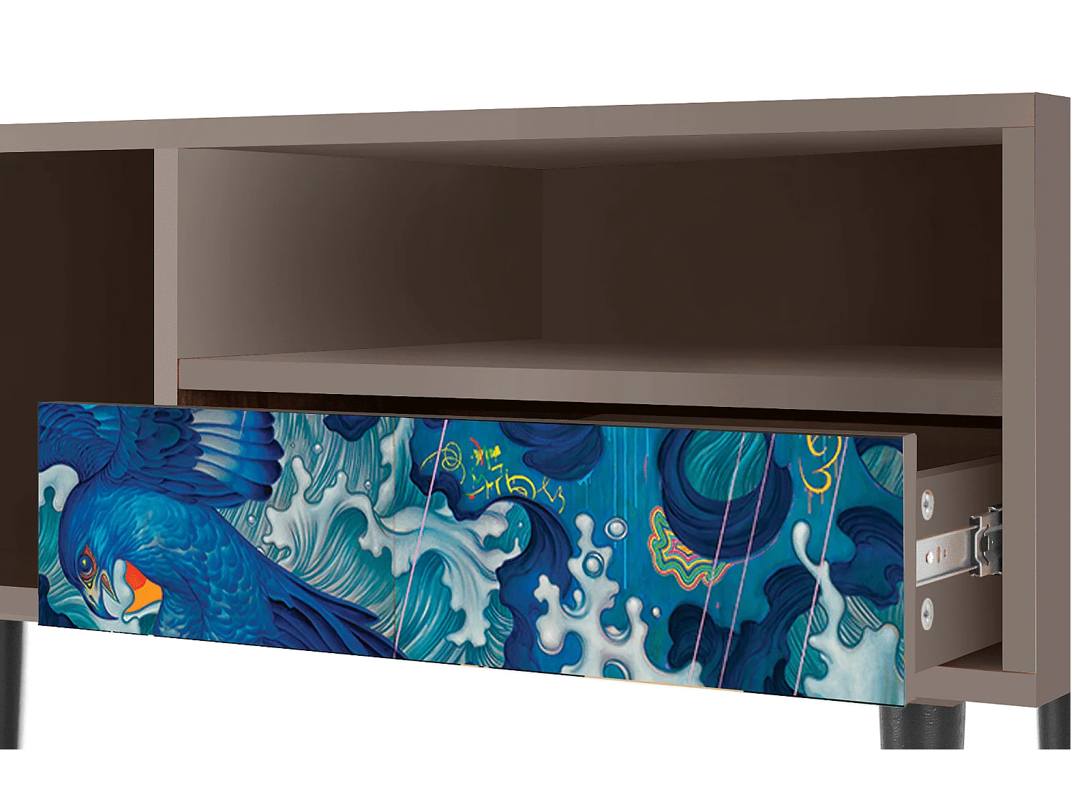 Meuble TV - 115х59х48 cm - T3 - The Girl - James Jean, Latte