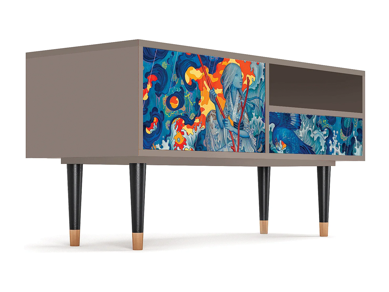 Mueble de TV - 115х59х48 cm - T3 - The Girl - James Jean, Latte