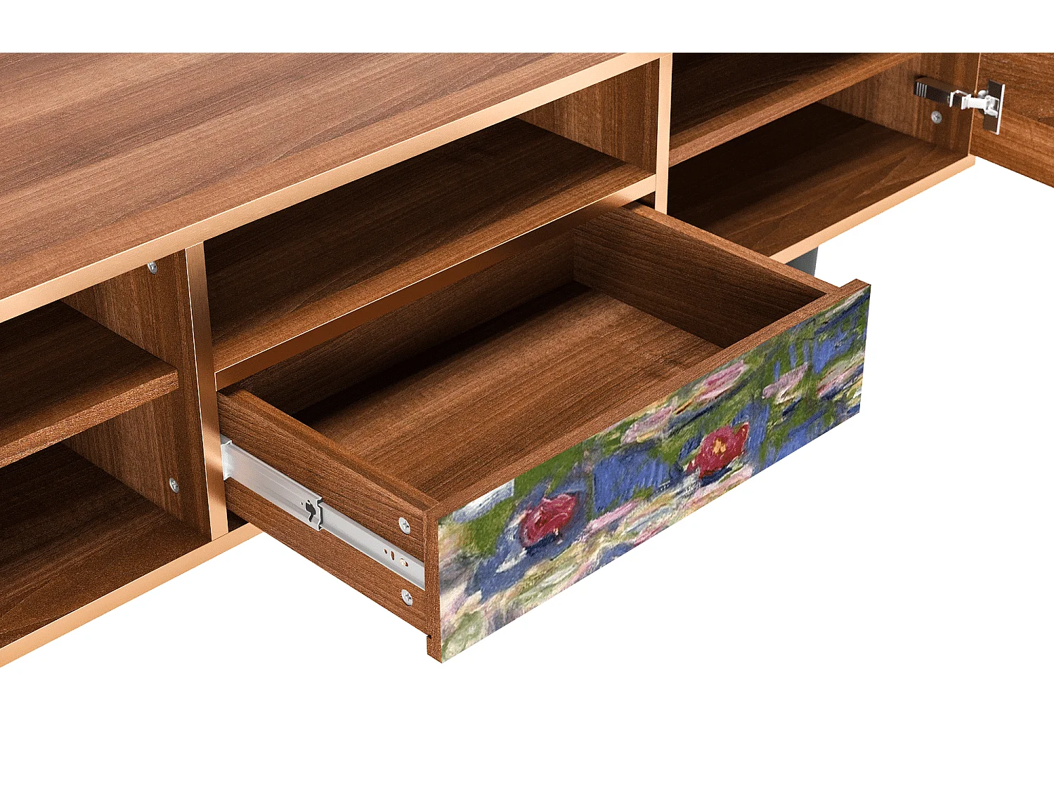 Meuble TV - 170х59х41 cm - T6 - The water lily pond  , Noyer