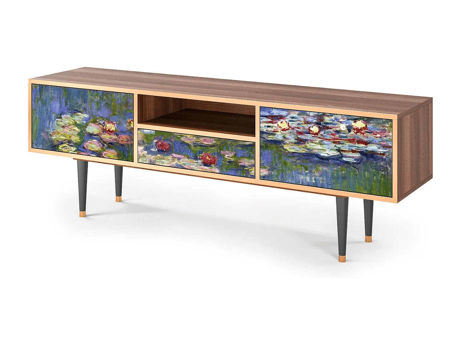 Meuble TV - 170х59х41 cm - T6 - The water lily pond  , Noyer