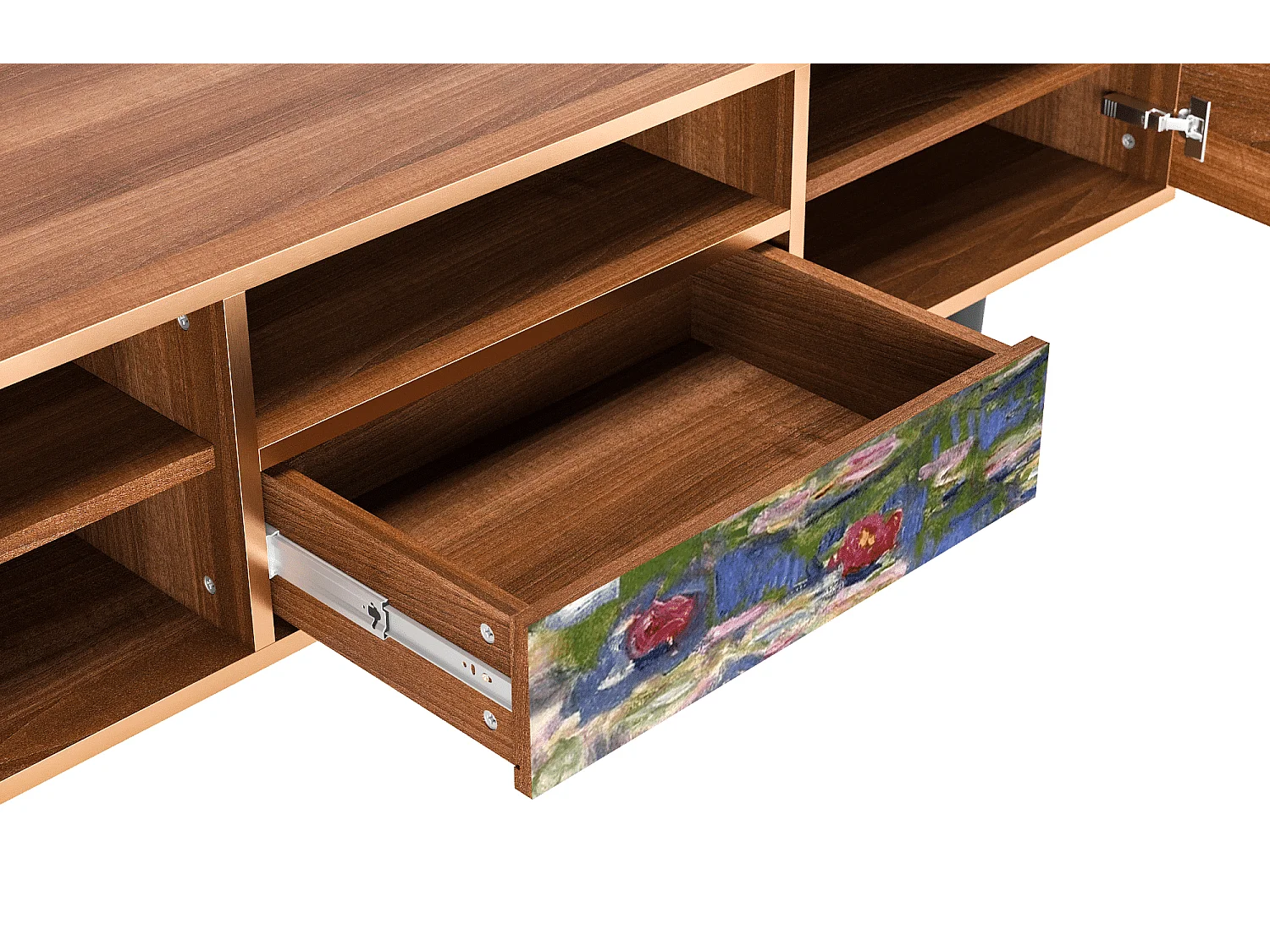 Meuble TV - 170х59х41 cm - T6 - The water lily pond  , Noyer