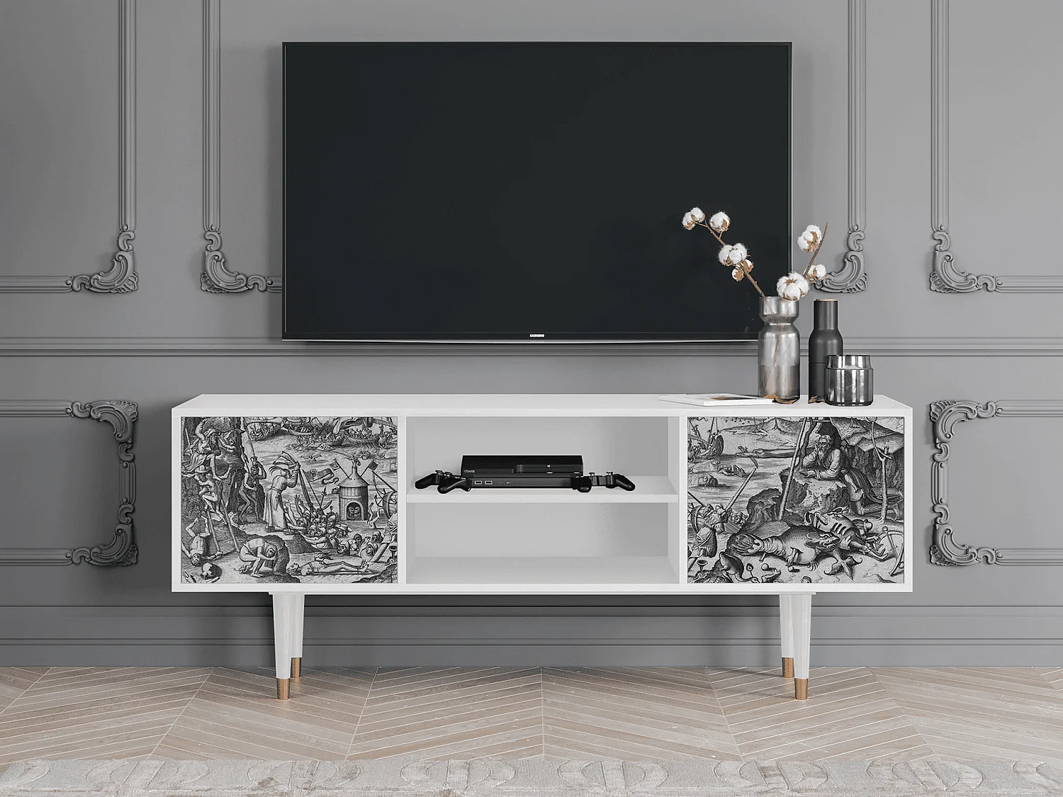 Szafka RTV - 170х69х48 cm - T2 - The Temptation, Biały