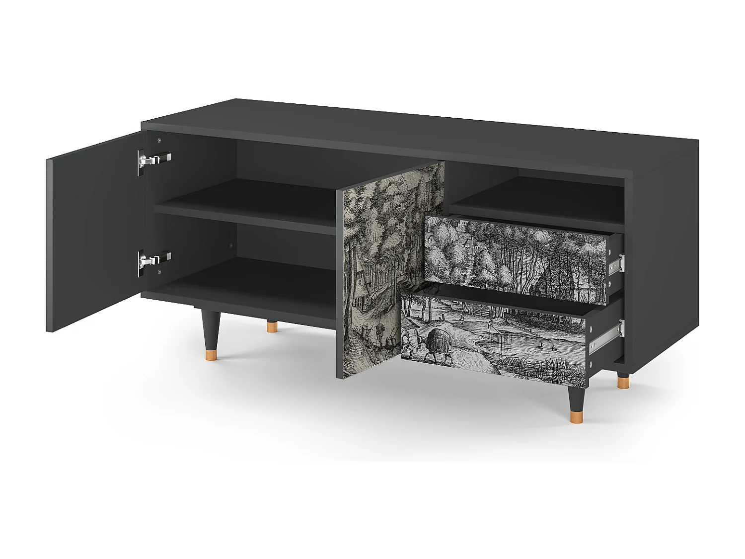 Meuble TV - 125х56х41 cm - T7 - Rusticorum, Anthracite