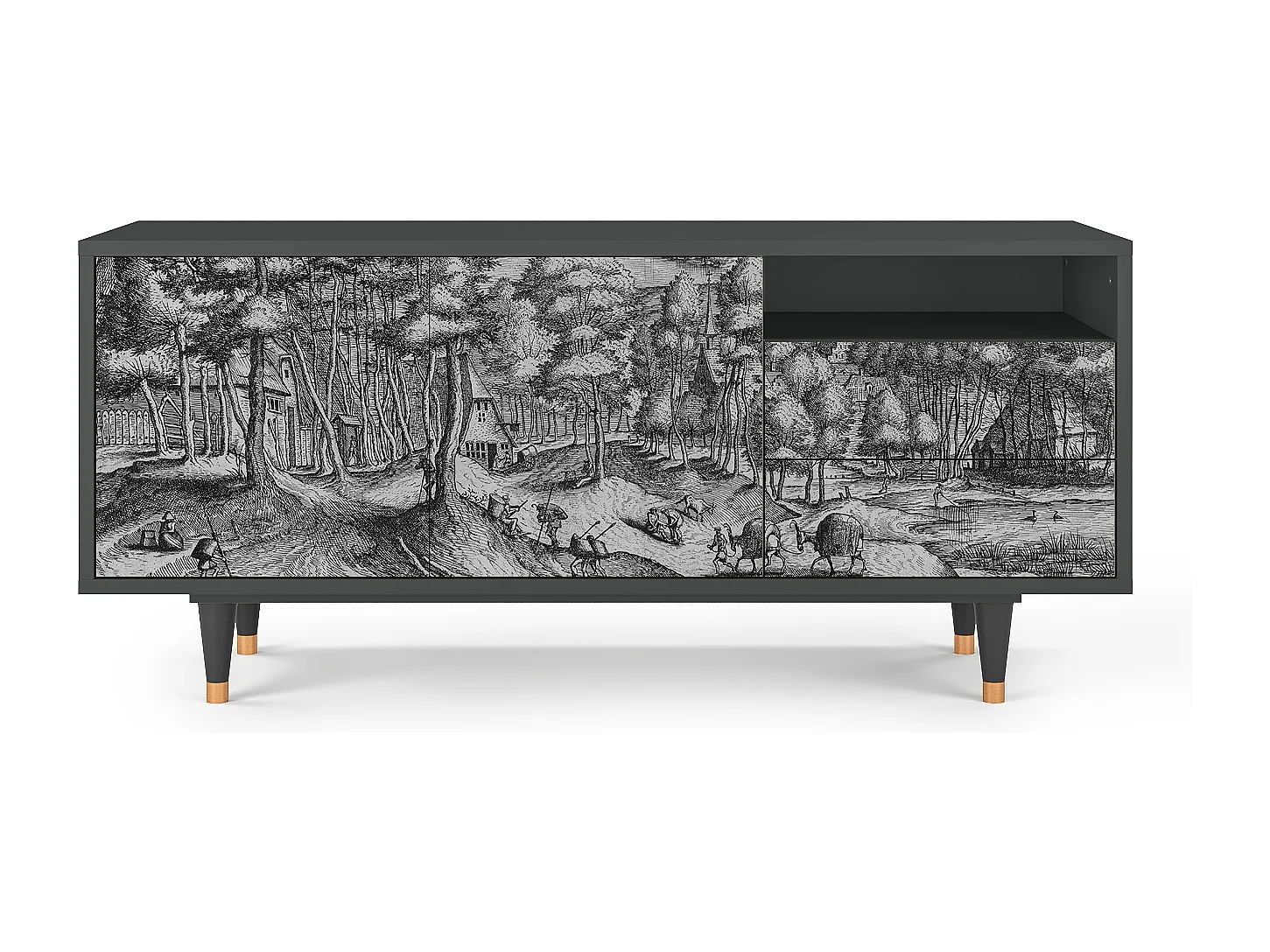 Meuble TV - 125х56х41 cm - T7 - Rusticorum, Anthracite