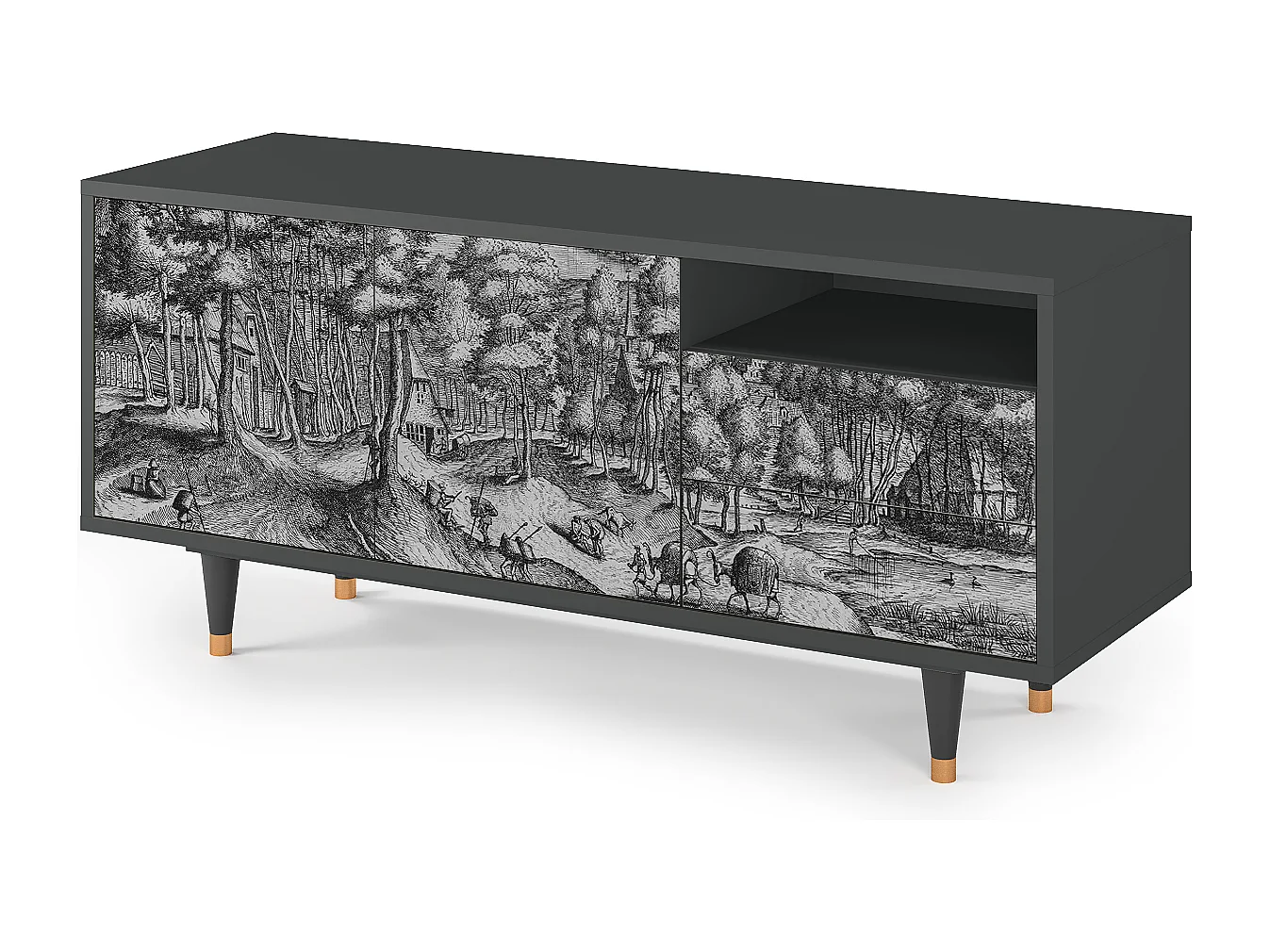 Meuble TV - 125х56х41 cm - T7 - Rusticorum, Anthracite