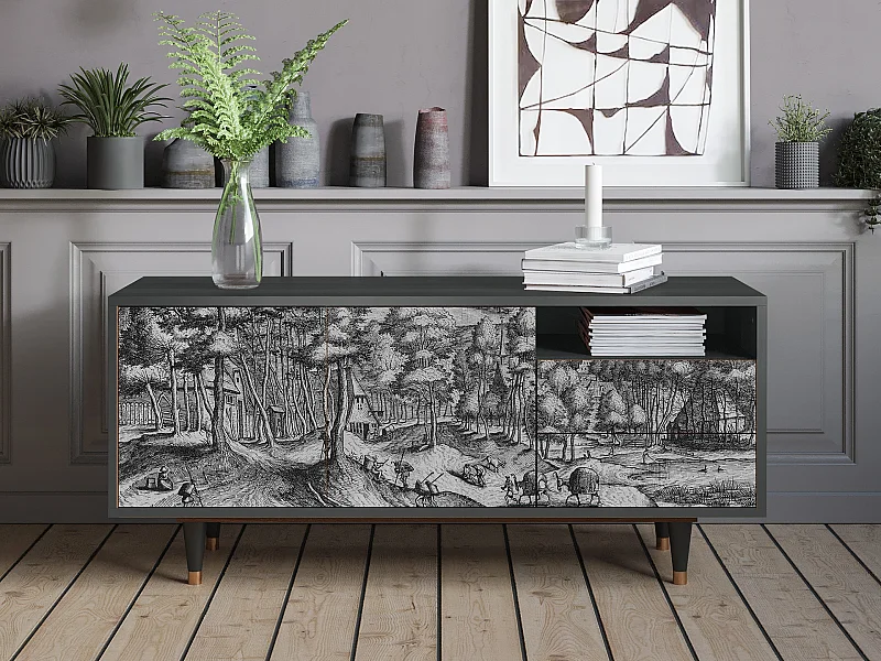 Mueble de TV - 125х56х41 cm - T7 - Rusticorum, Antracita