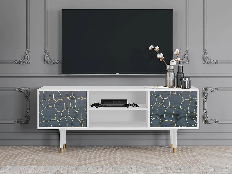 Meuble TV - 170х69х48 cm - T2 - Blue Lagoon, Blanc