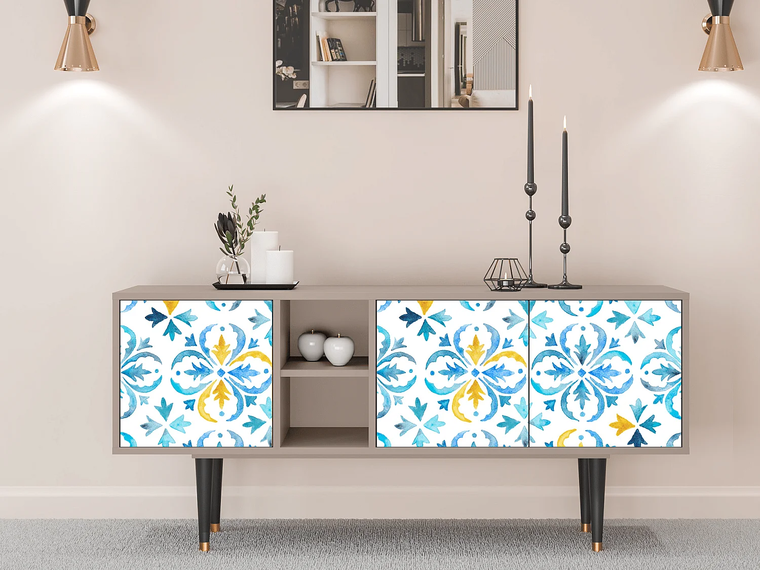 Szafka RTV - 150х69х41 cm - T5 - Lisbon Flover, Latte