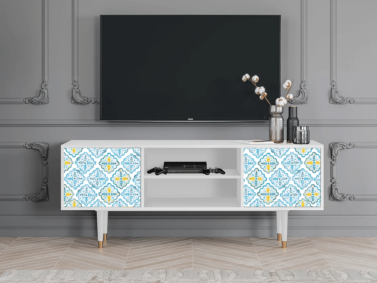 Mueble de TV - 170х69х48 cm - T2 - Portugese tiles, Branco