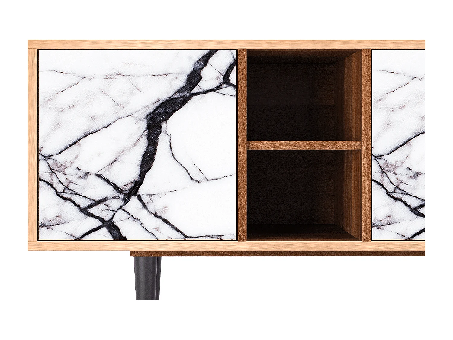 Mueble de TV - 150х69х41 cm - T5 - Raven Marble, Nogueira