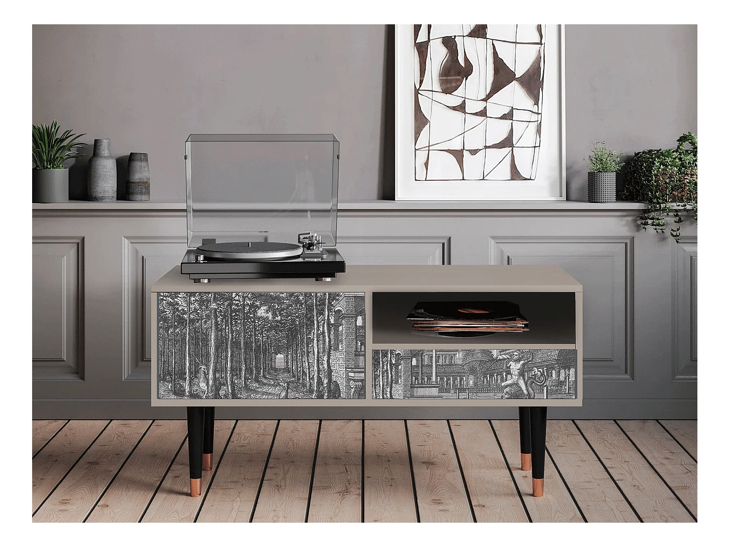 Mobile TV - 115х59х48 cm - T3 - View of the Piazza, Sabbia