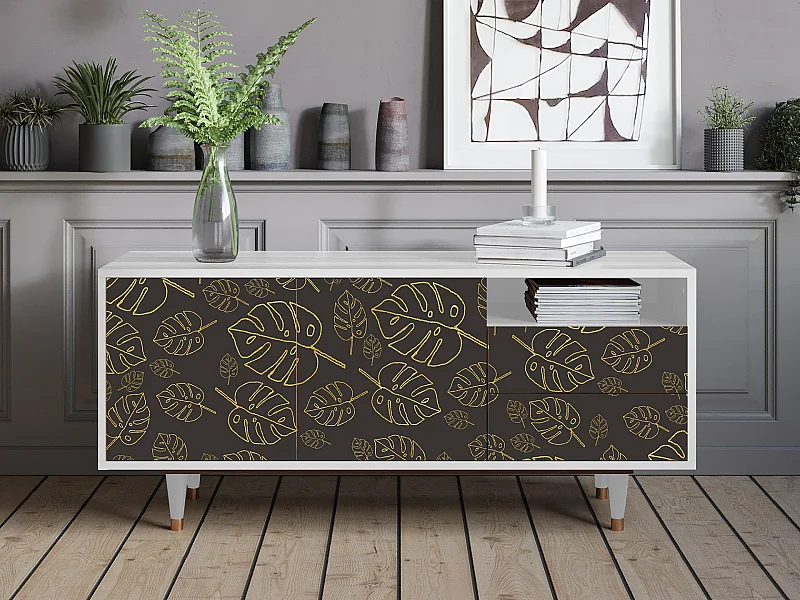 Mobile TV - 125х56х41 cm - T7 - Fall Of The Leaves, Bianco