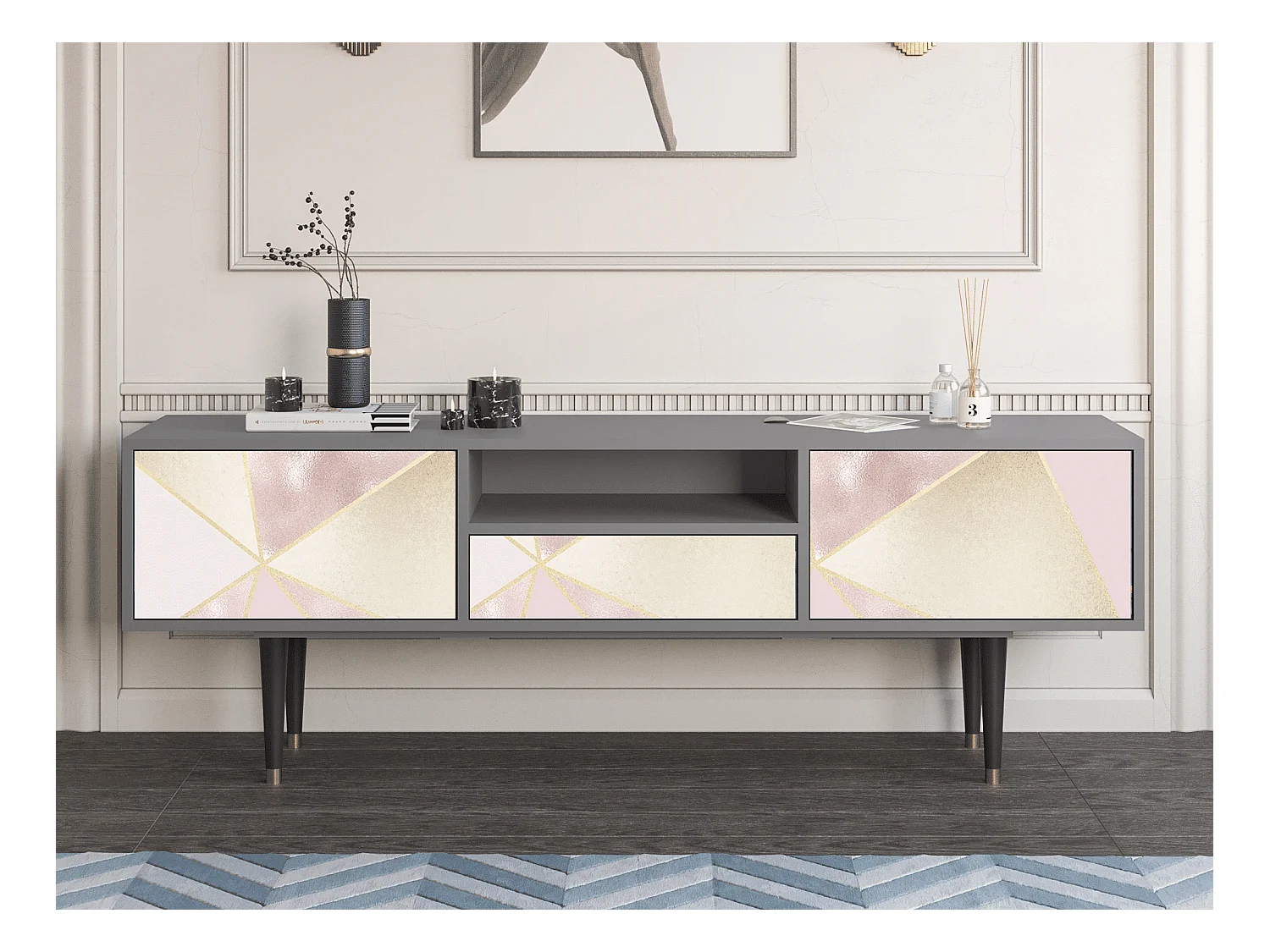 Meuble TV - 170х59х41 cm - T6 - Cosmopolitan Diva, Gris