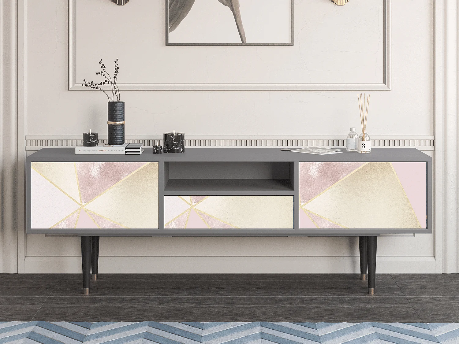 TV-Möbel - 170х59х41 cm - T6 - Cosmopolitan Diva, Grau