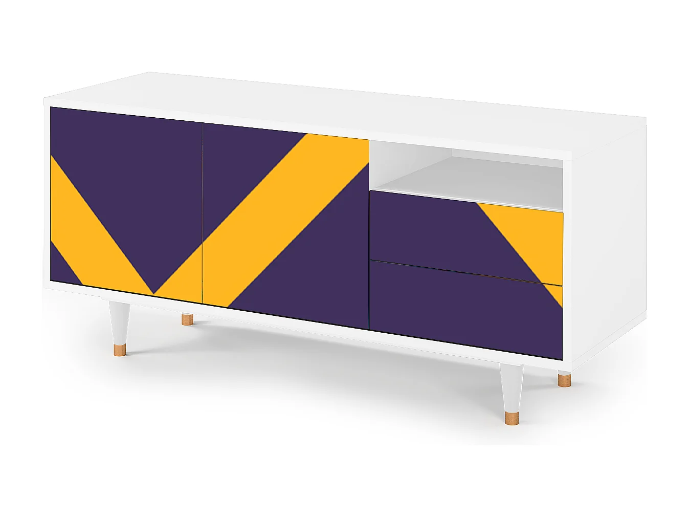 Meuble TV - 125х56х41 cm - T7 - The Brightest Way, Blanc