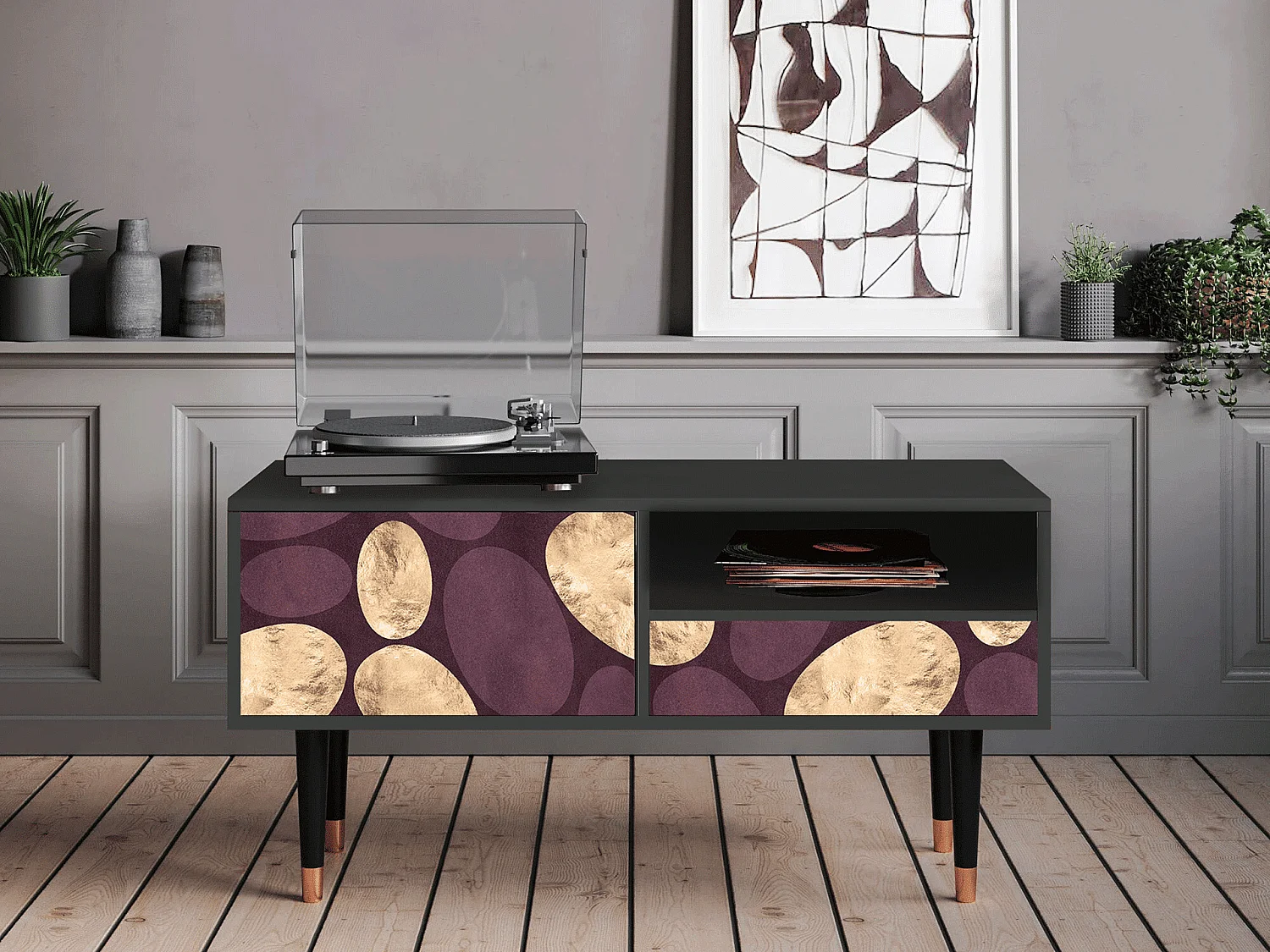 Meuble TV - 115х59х48 cm - T3 - Fine Wine, Anthracite