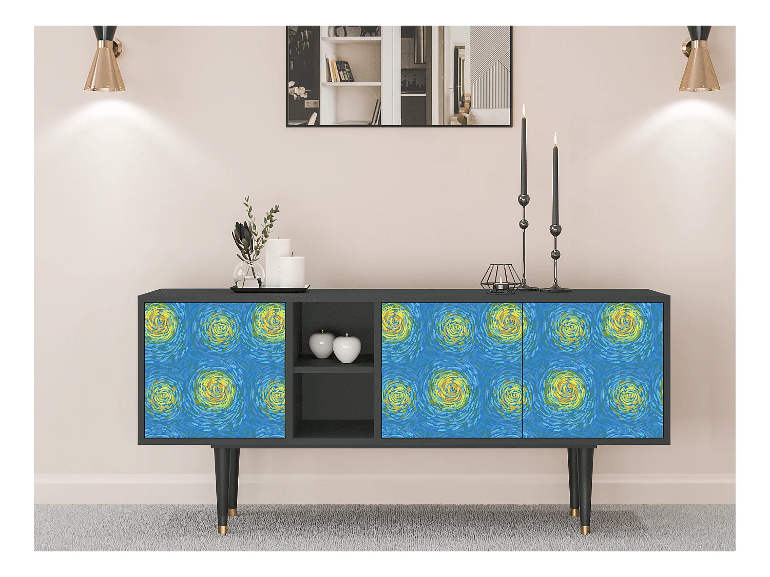 Meuble TV - 150х69х41 cm - T5 - Van Gogh Lights, Anthracite