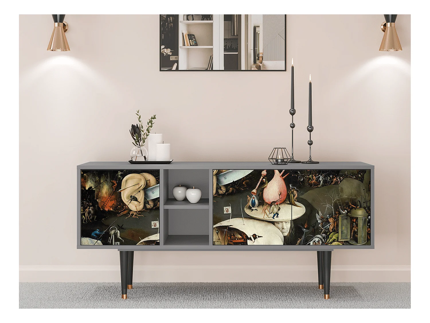 Meuble TV - 150х69х41 cm - T5 - The Garden 2, Gris