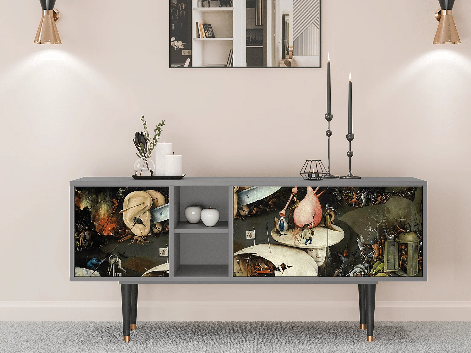 Meuble TV - 150х69х41 cm - T5 - The Garden 2, Gris