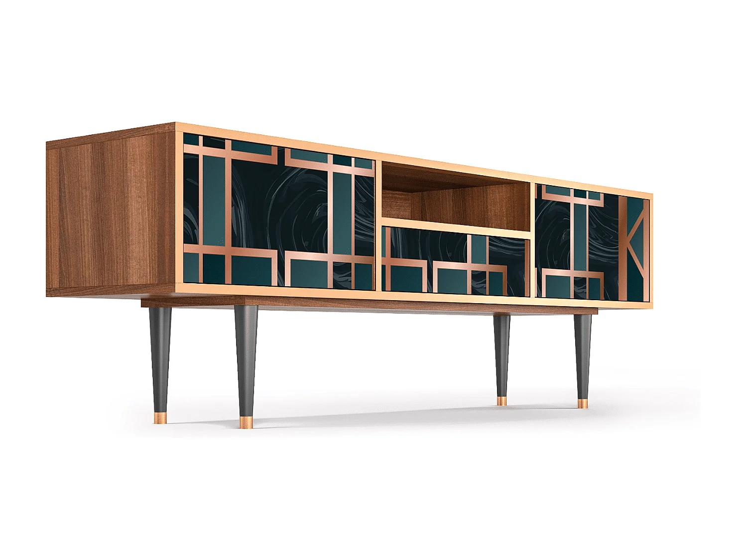 Meuble TV - 170х59х41 cm - T6 - Emerald Metro, Noyer