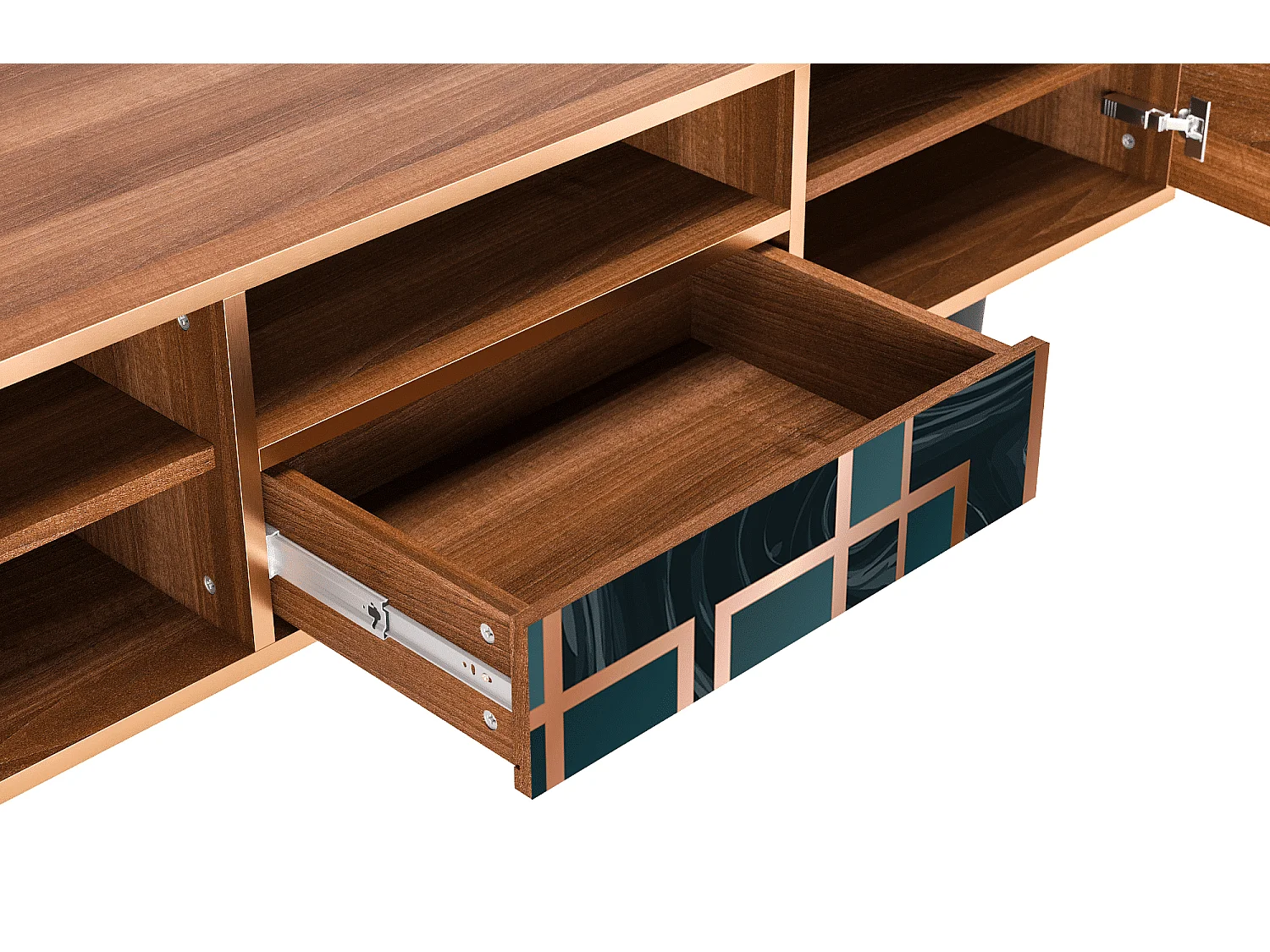 Meuble TV - 170х59х41 cm - T6 - Emerald Metro, Noyer