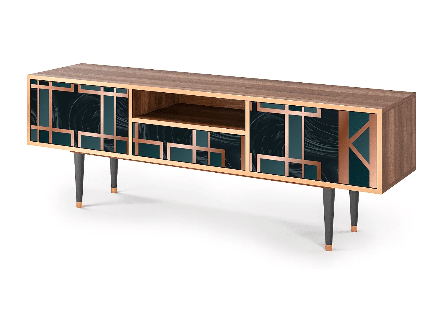 Meuble TV - 170х59х41 cm - T6 - Emerald Metro, Noyer