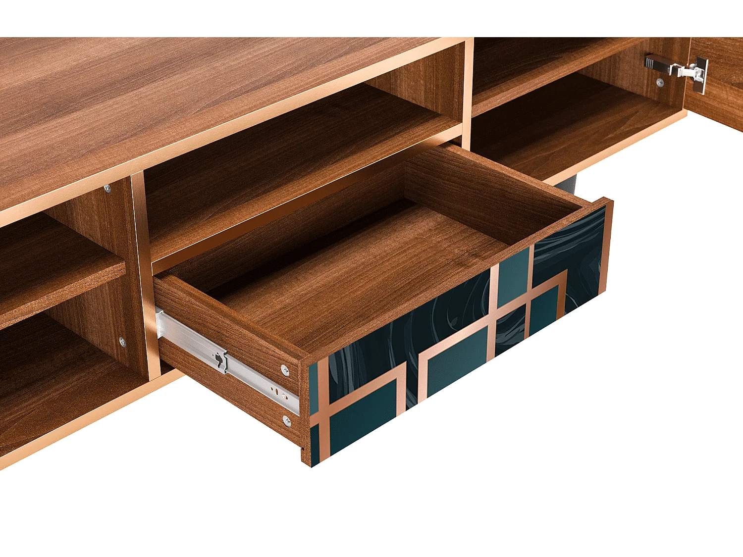 Meuble TV - 170х59х41 cm - T6 - Emerald Metro, Noyer