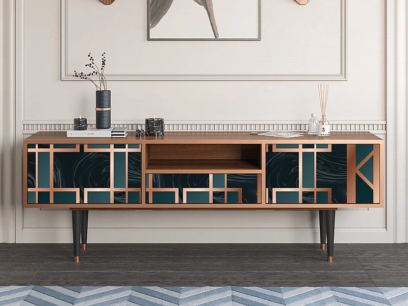 Mueble de TV - 170х59х41 cm - T6 - Emerald Metro, Nogueira