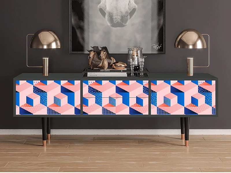 Meuble TV - 170х59х48 cm - T4 - Pinky Squares, Anthracite