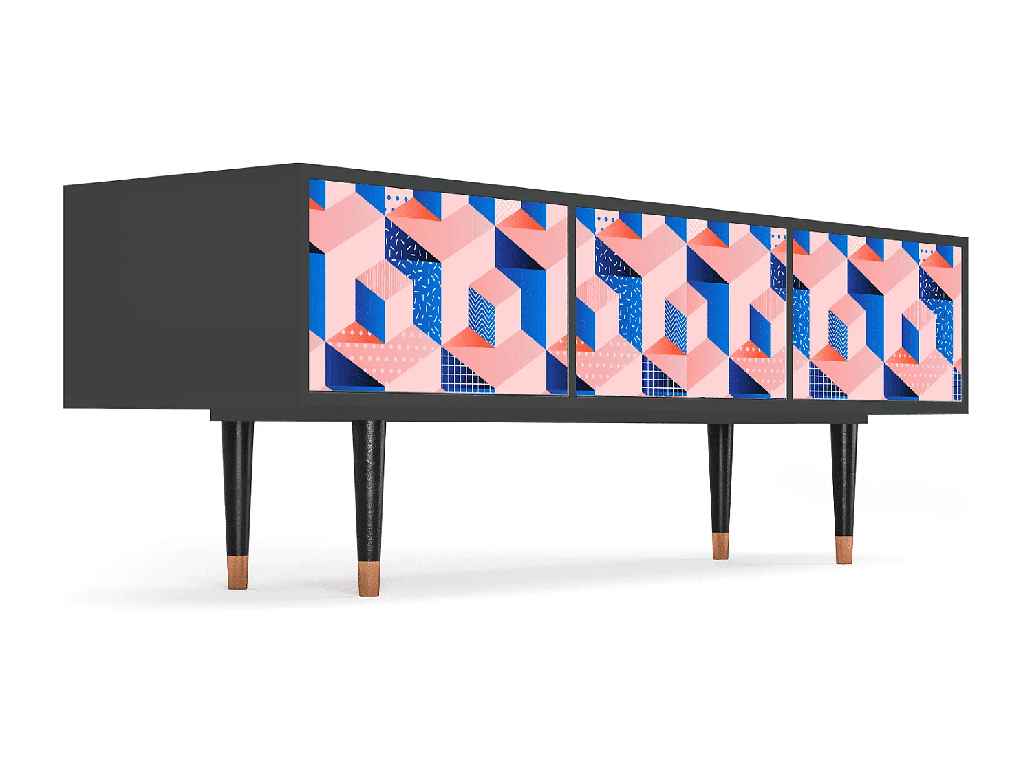 Szafka RTV - 170х59х48 cm - T4 - Pinky Squares, Antracyt