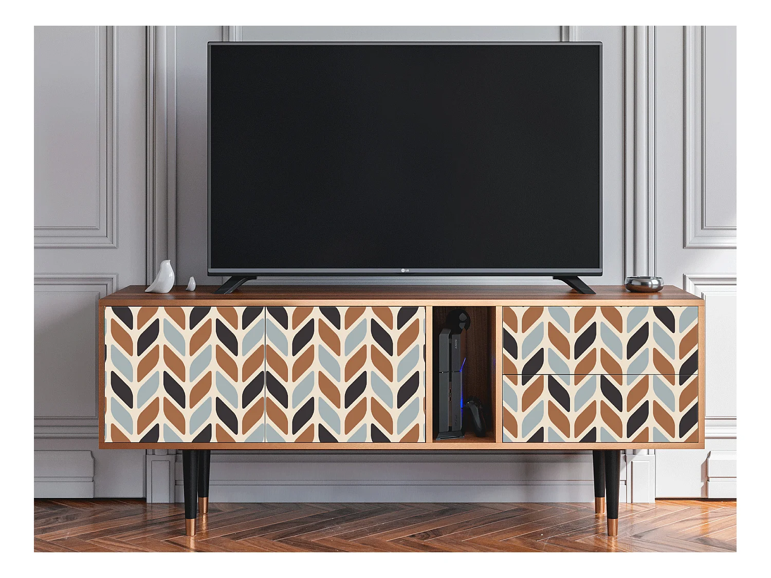 TV-meubel - 170х69х48 cm - T1 - Beige Laure, Walnoot