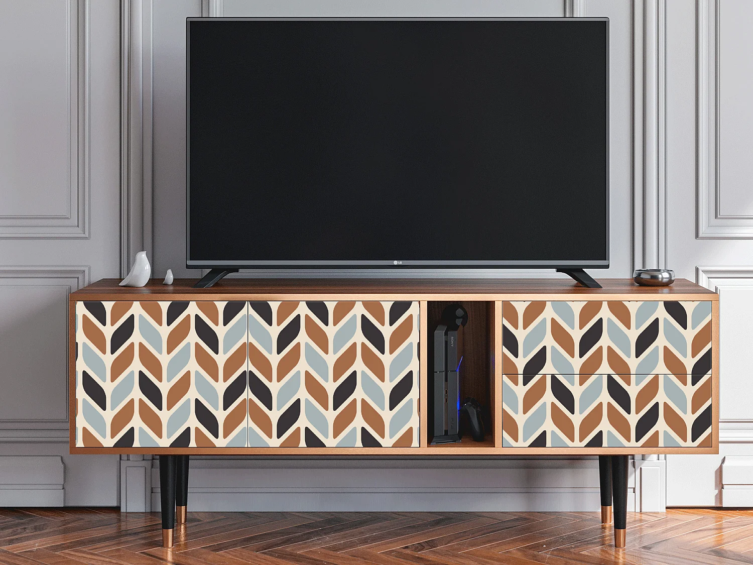 TV-Möbel - 170х69х48 cm - T1 - Beige Laure, Walnuss